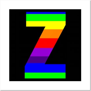 The Letter Z in Rainbow Stripes Posters and Art